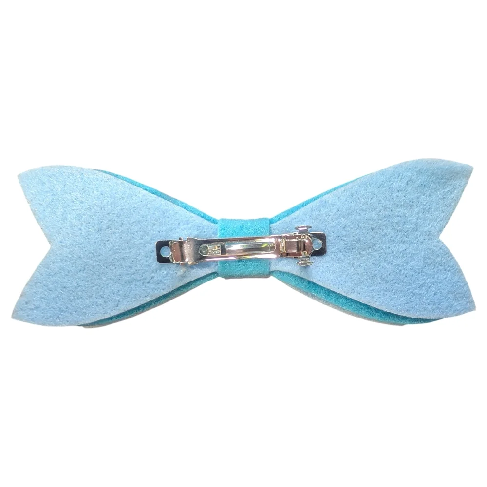 2 Tone Blue Felt Hair Bow Clip